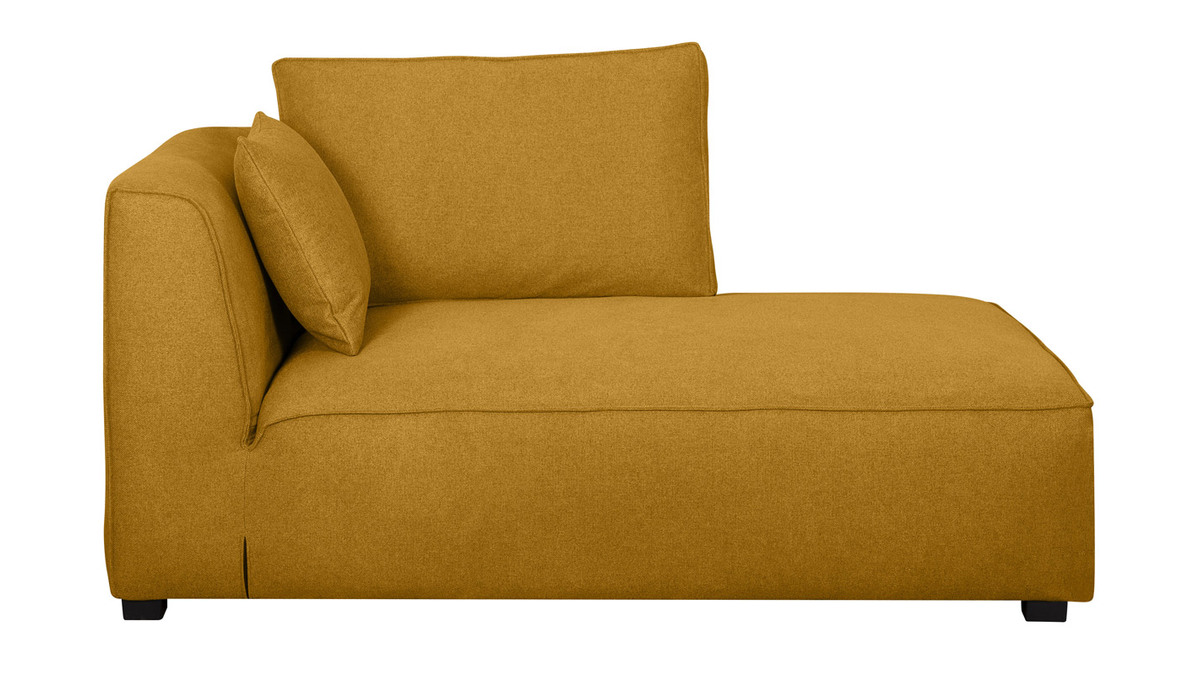 Chaise longue derecha en tejido amarillo comino PLURIEL