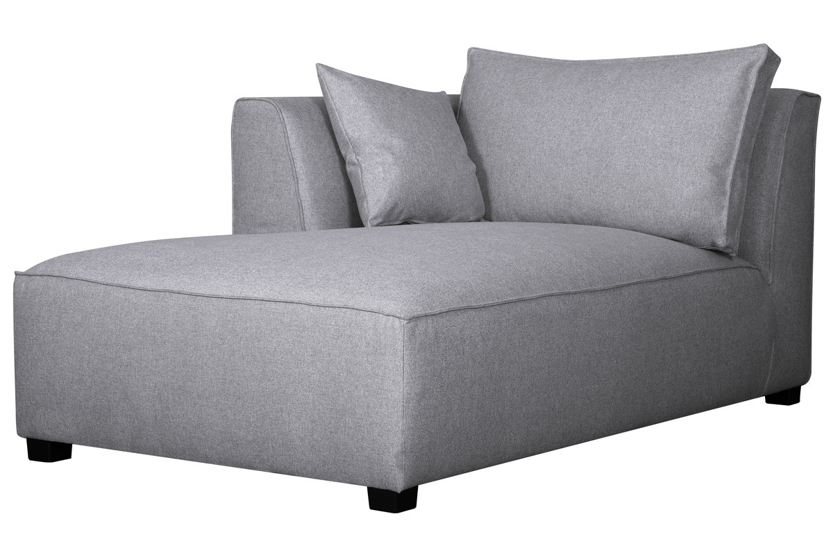 Chaise longue esquina izquierda tejido gris perla PLURIEL