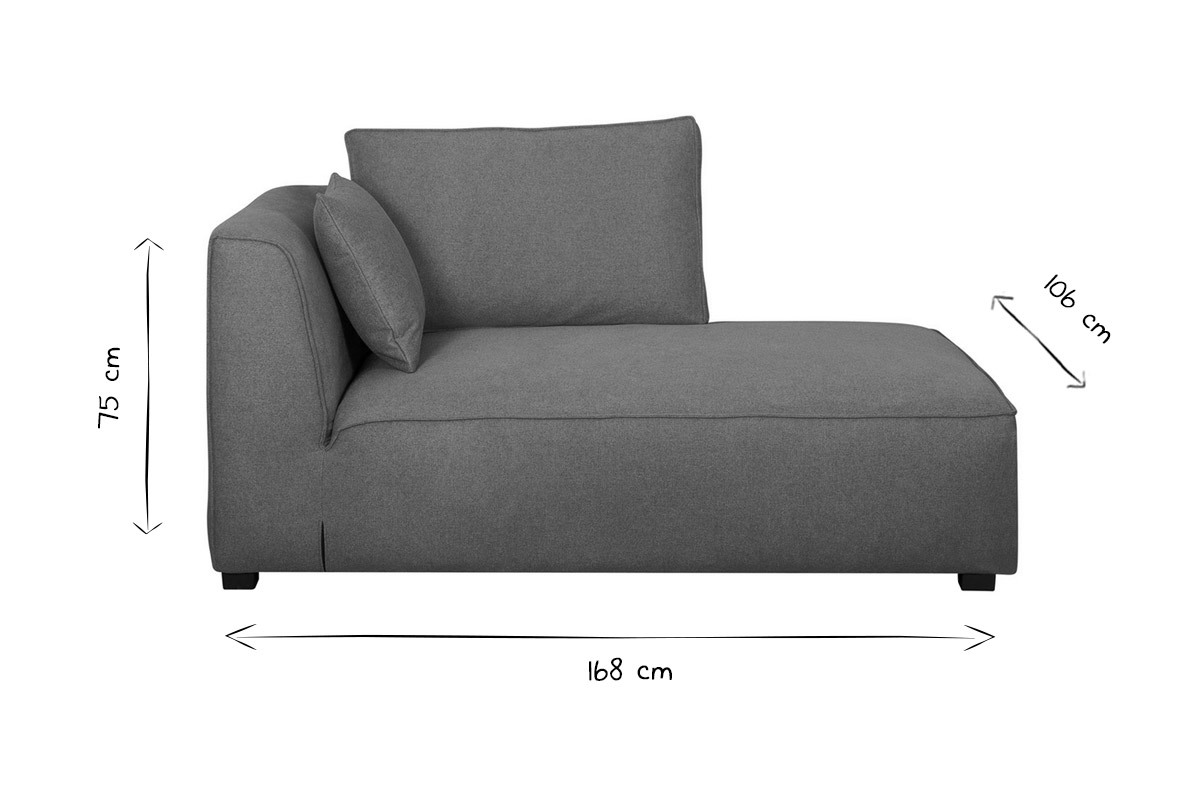 Chaise longue esquina izquierda tejido gris perla PLURIEL