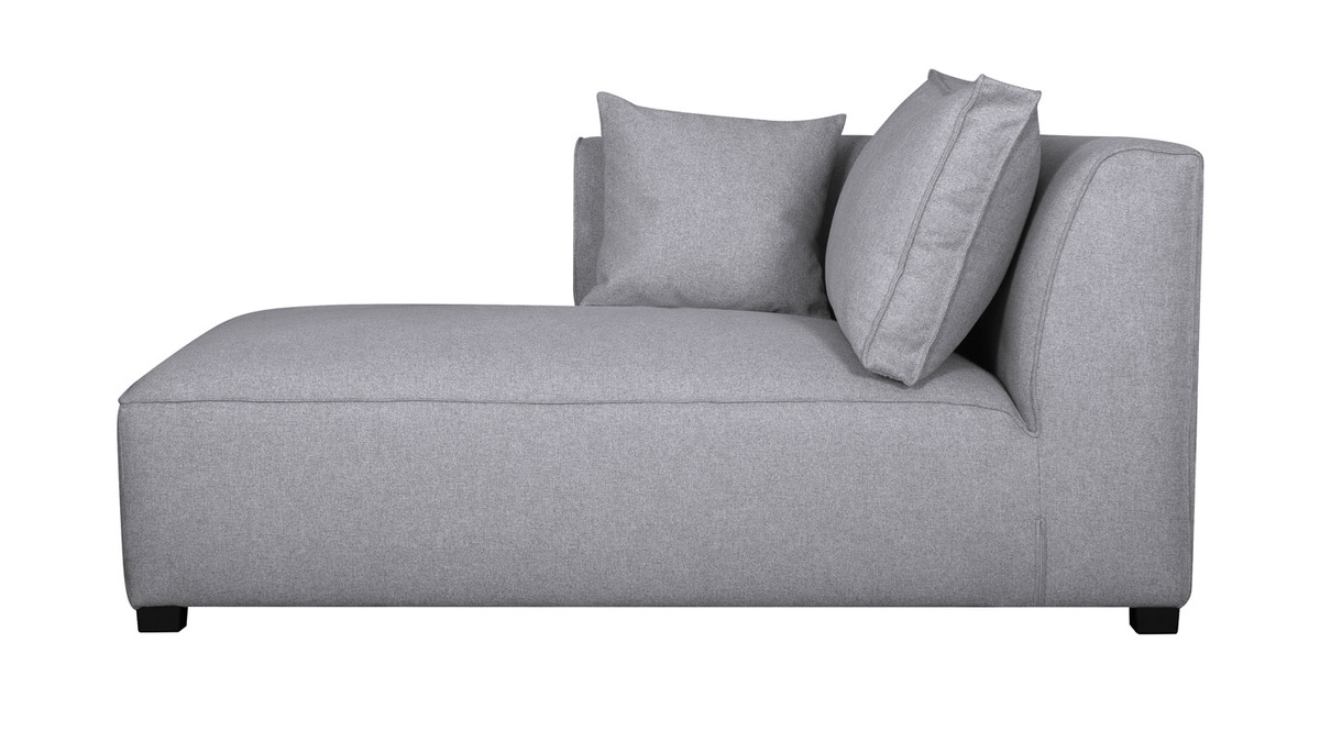 Chaise longue esquina izquierda tejido gris perla PLURIEL