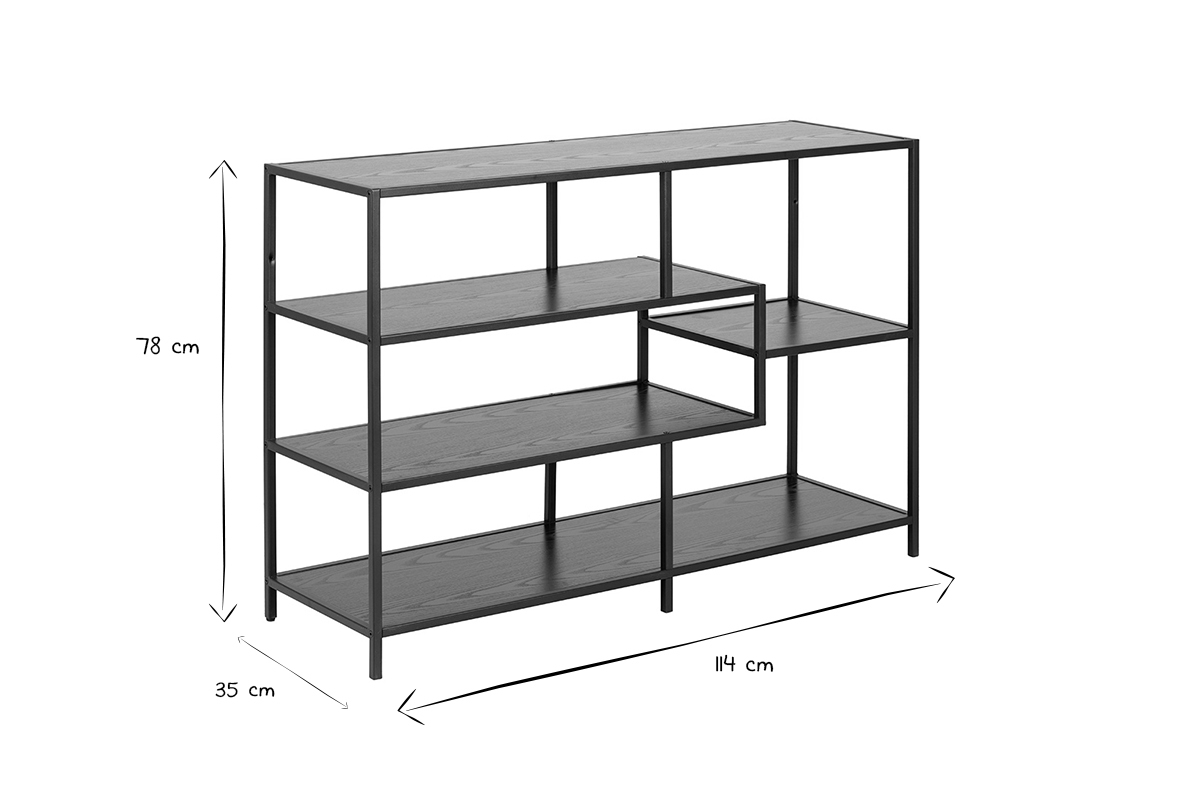 Consola industrial metal negro y madera negra L114 cm TRESCA