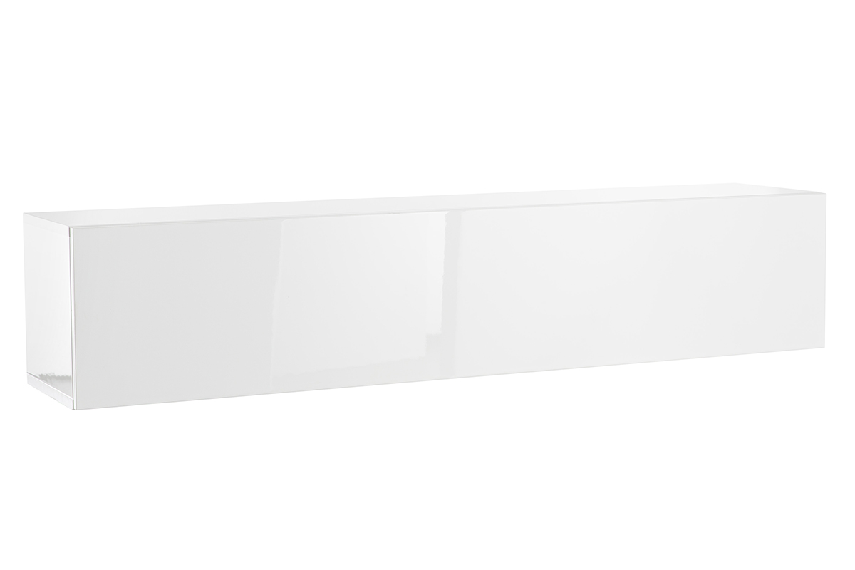 Elemento de pared TV horizontal lacado blanco brillante ETERNEL