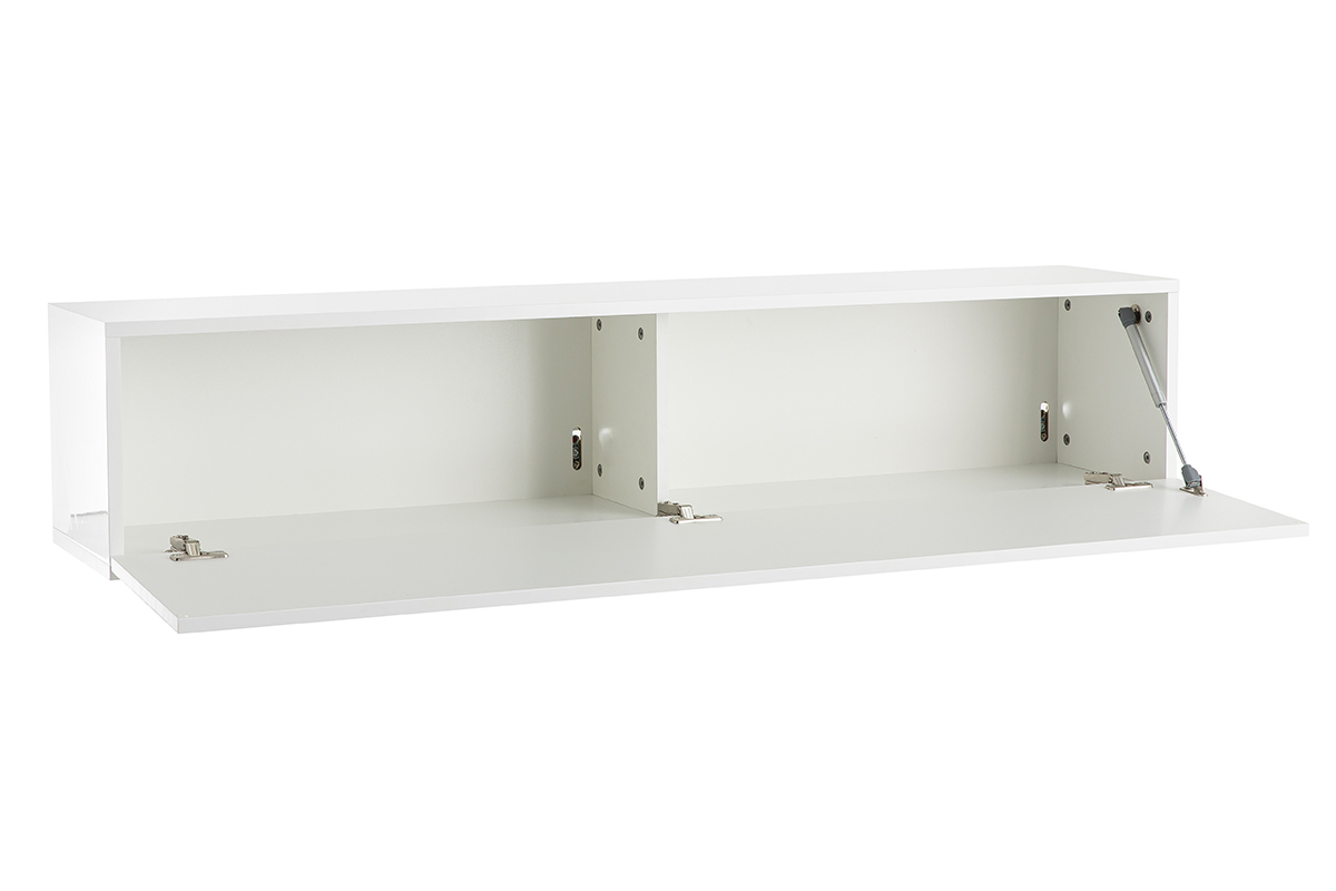 Elemento de pared TV horizontal lacado blanco brillante ETERNEL