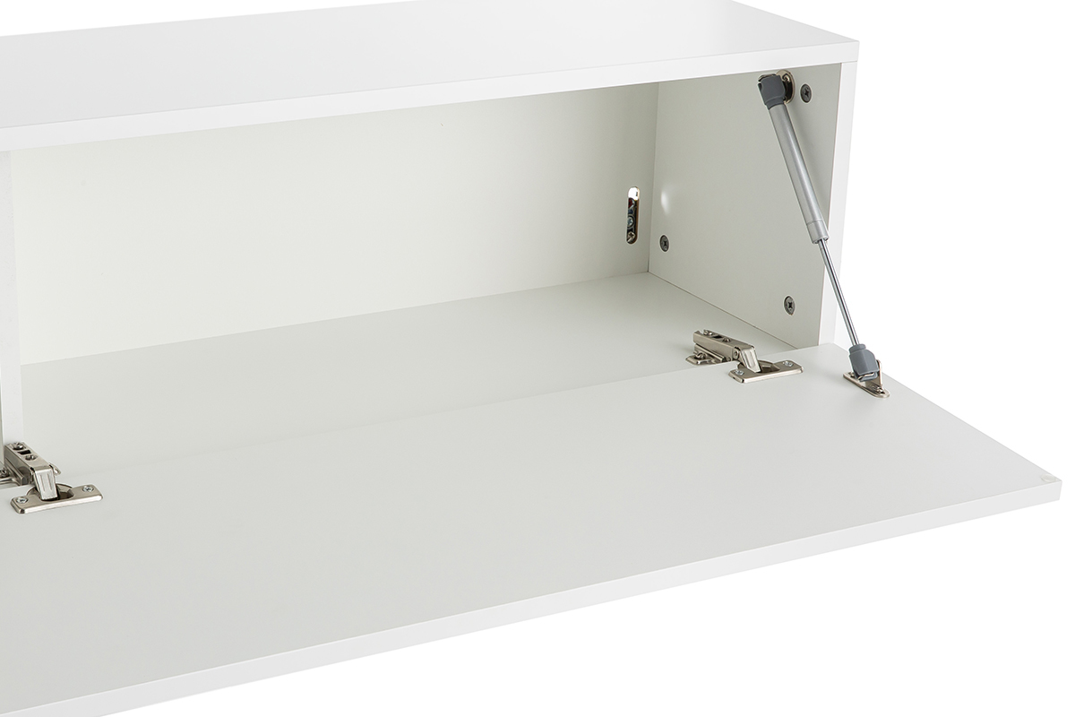 Elemento de pared TV horizontal lacado blanco brillante ETERNEL