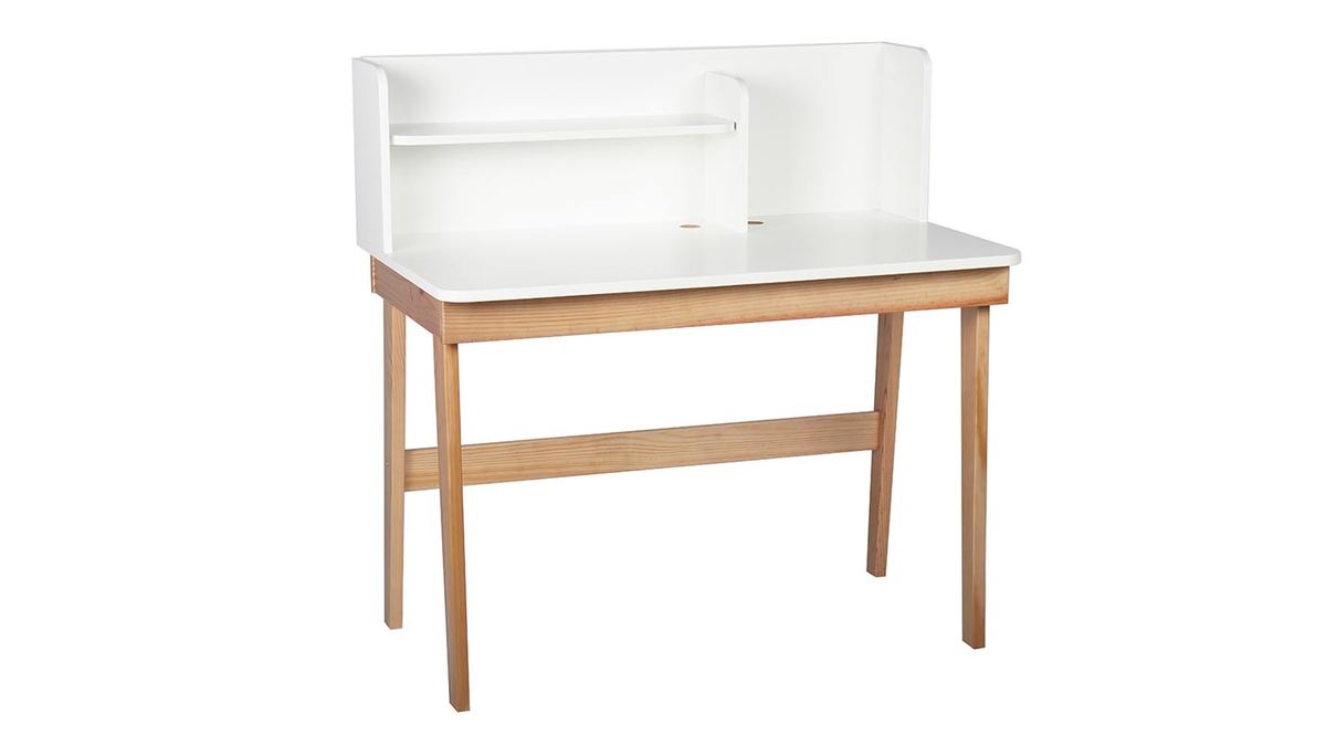 Escritorio infantil blanco y madera L105 cm KUNG