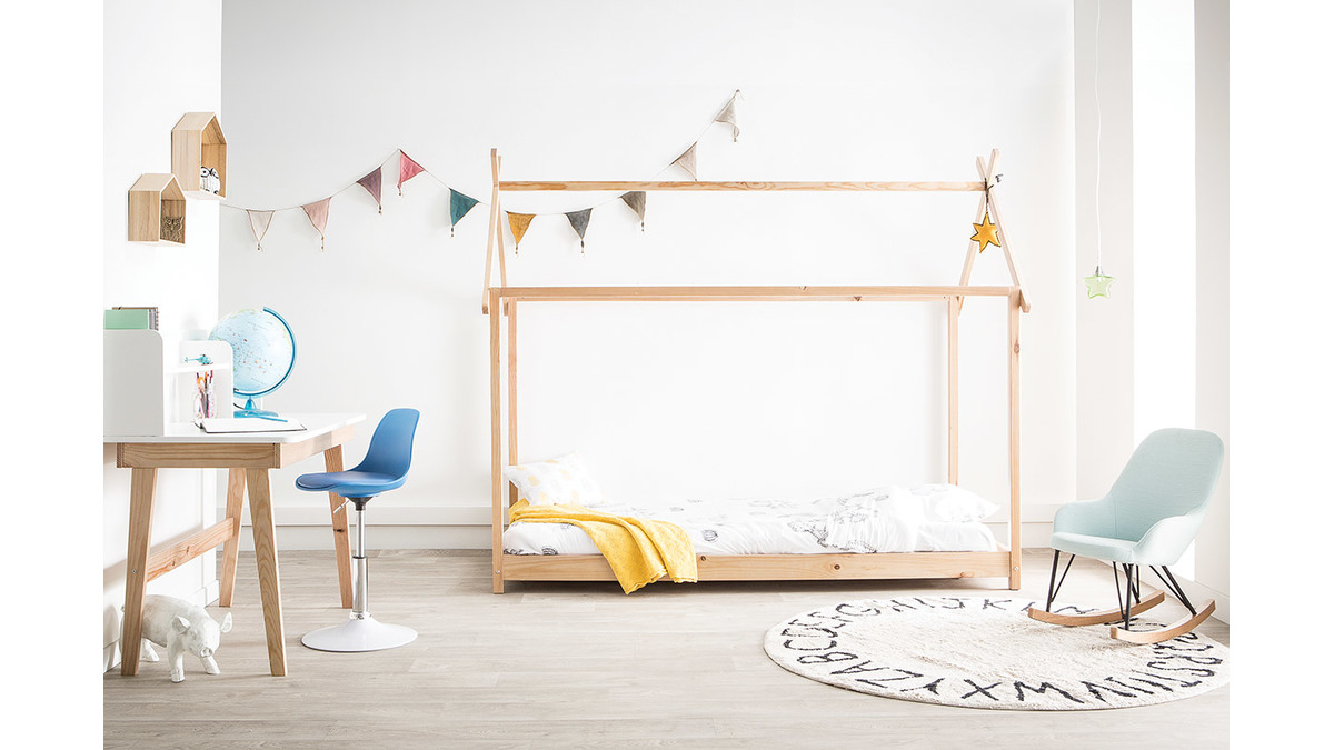 Escritorio infantil blanco y madera L105 cm KUNG