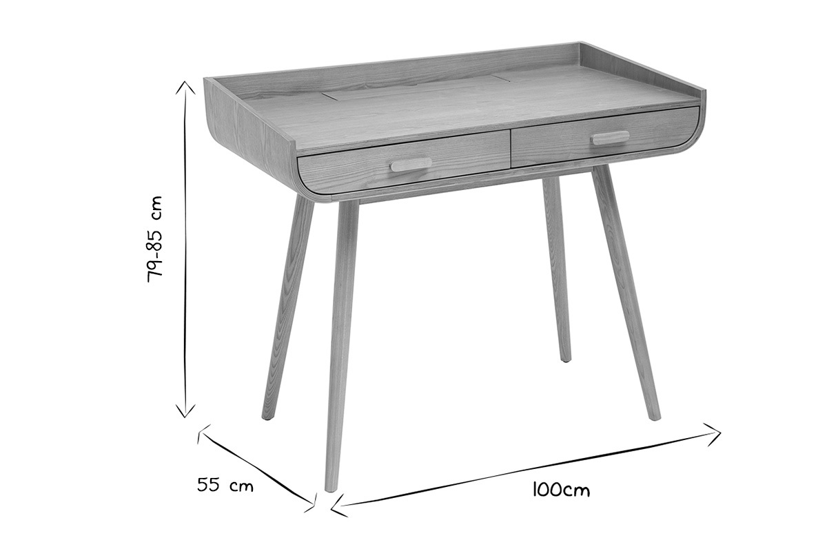 Escritorio nrdico de madera clara con 2 cajones 100 cm HALLEN