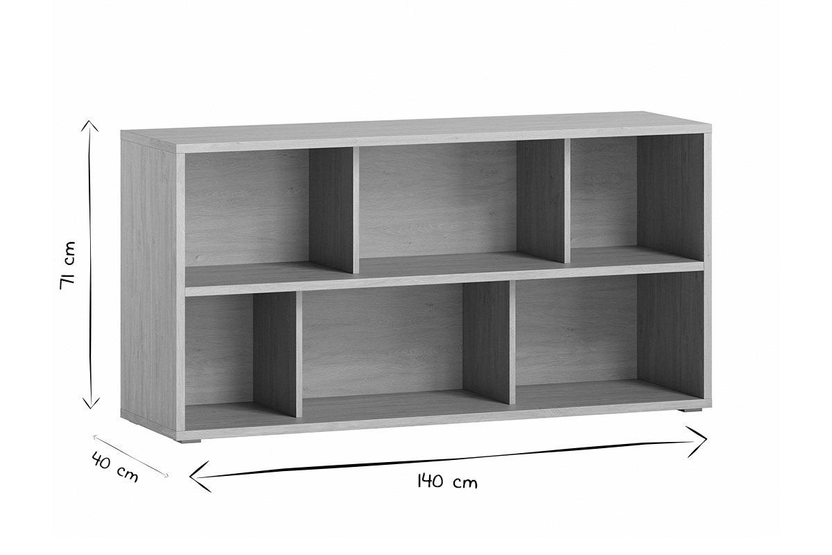 Estantera baja acabado de madera clara de roble 140 cm EPURE