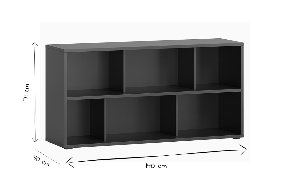 Estantera baja acabado de madera negra 140 cm EPURE