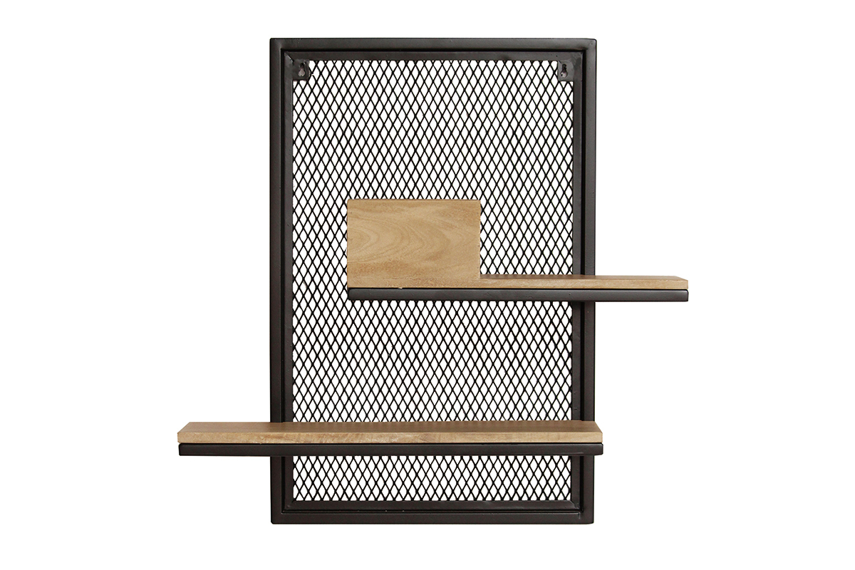 Estantera de pared doble en metal y mango macizo A60 cm RACK