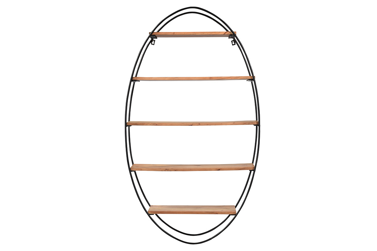 Estantera de pared oval en acacia y metal A130 cm HANG