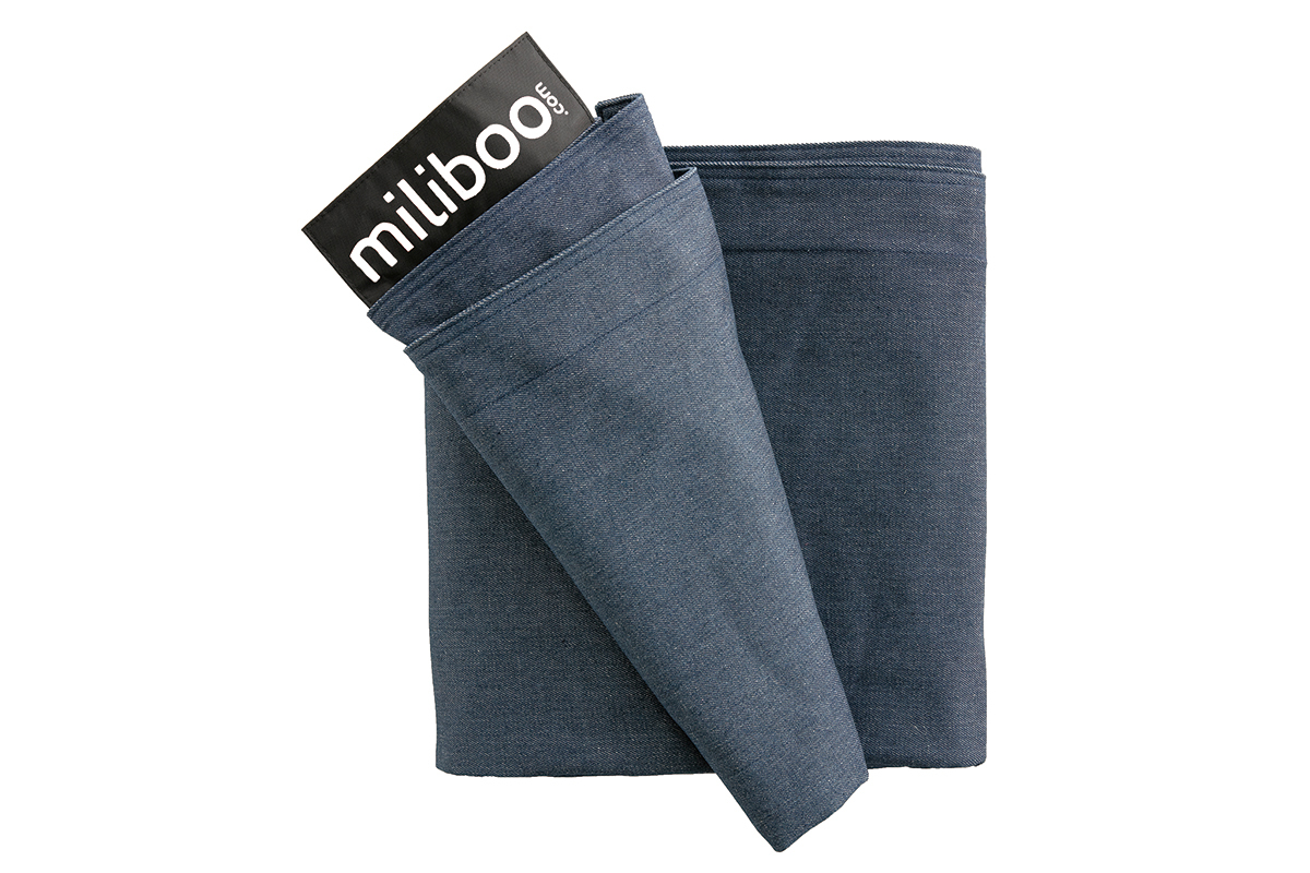 Funda de puff gigante en algodn azul jean BIG MILIBAG