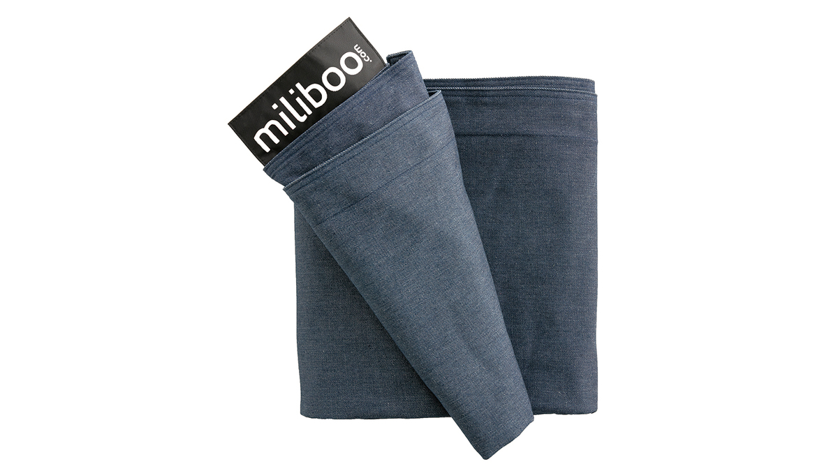 Funda de puff gigante en algodn azul jean BIG MILIBAG