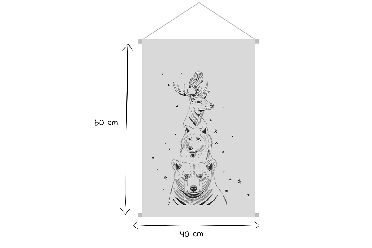 Kakemono con animalillos del bosque 40 x 60 cm BUDDY