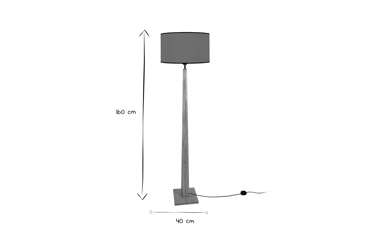 Lmpara de mesa color mostaza base madera NIDRA