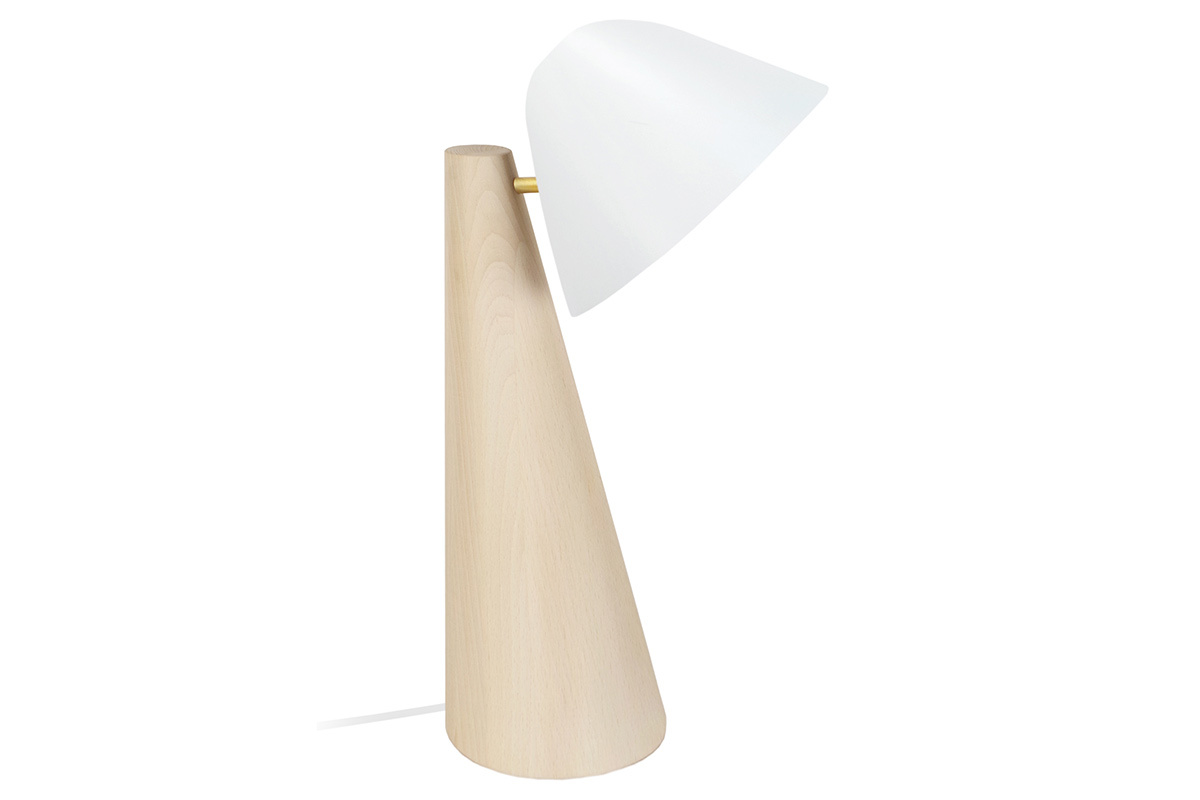 Lmpara de mesa nrdica madera clara y blanco FARO