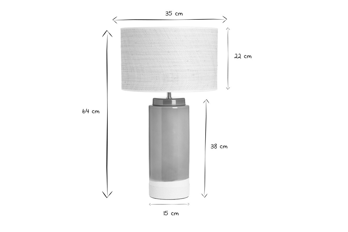 Lmpara de mesa verde de cermica y pantalla de rafia H64 cm MAJES