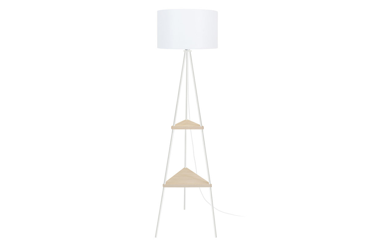 Lmpara de pie metal blanco y madera YIN