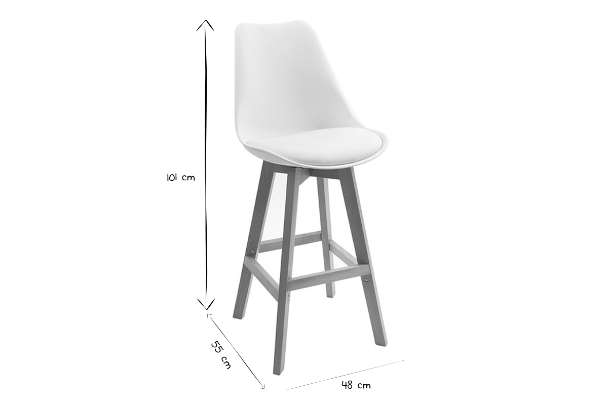 Lote de dos taburetes de bar diseo blancos 65cm PAULINE