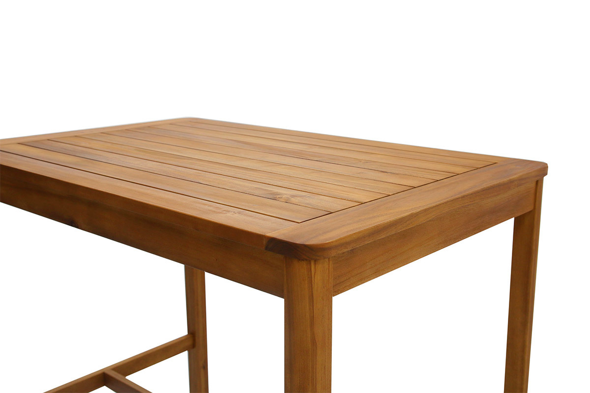 Mesa alta de jardn rectangular de madera maciza 120 cm AKIS