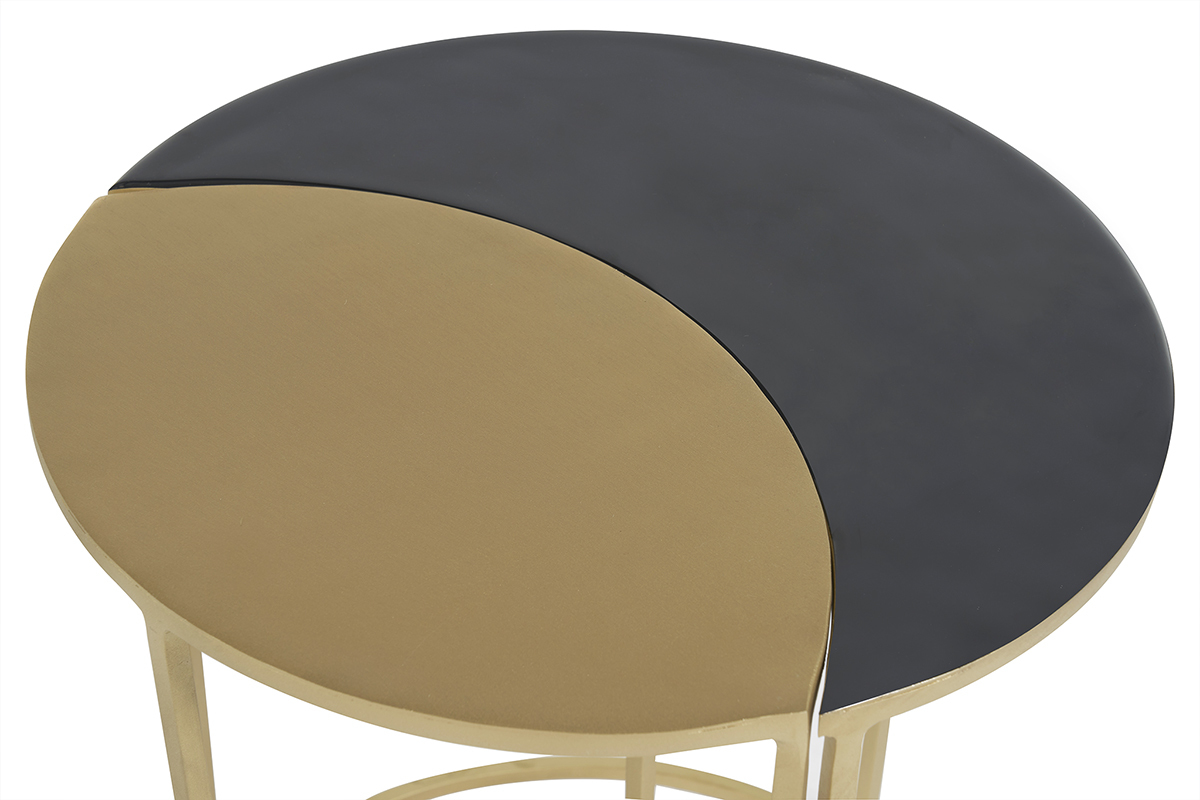 Mesa auxiliar de metal lacado negro y dorado TOSCANE