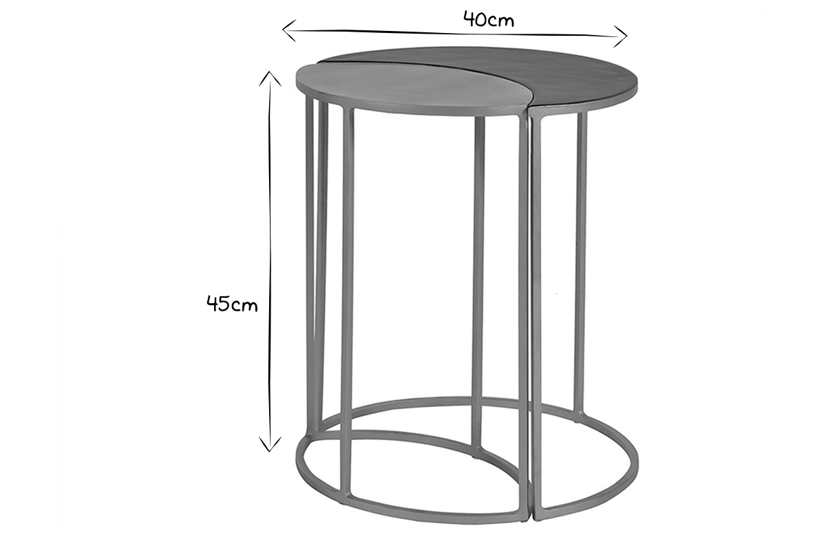 Mesa auxiliar de metal lacado negro y dorado TOSCANE