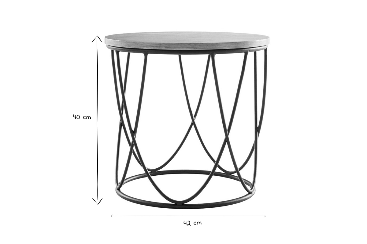 Mesa auxiliar madera y metal 42cm LACE