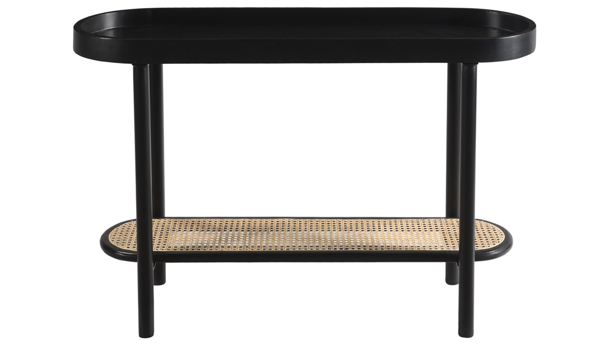 Mesa consola con tablero ovalado de madera negra y ratn 115 cm MACAO