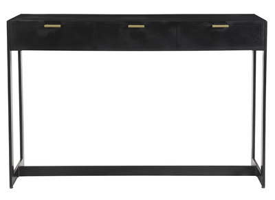 Mesa consola con 3 cajones de madera clara y metal negro 120 ALSTORIA -  Miliboo