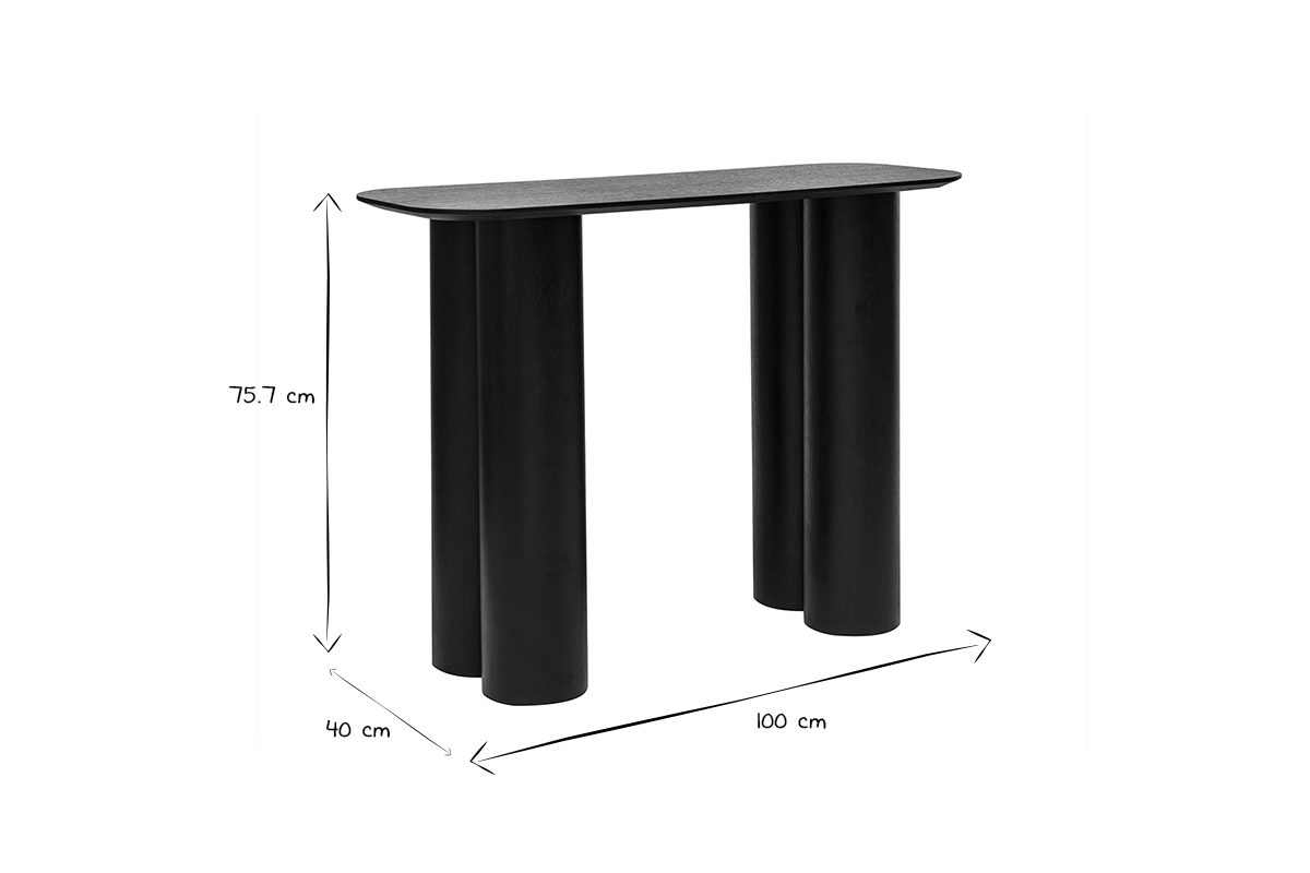 Mesa consola de diseo de madera negra 100 cm FOLEEN