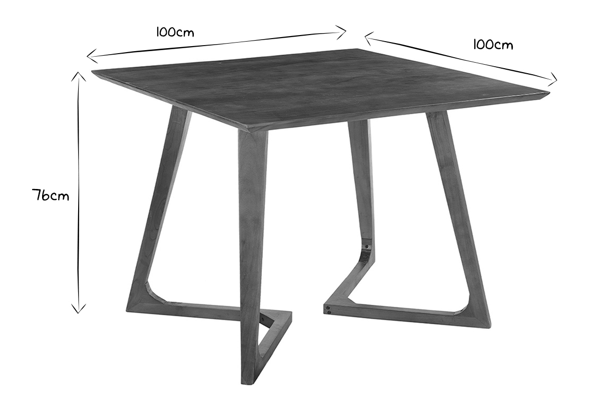 Mesa cuadrada de diseo de madera maciza 100 cm BANDOL