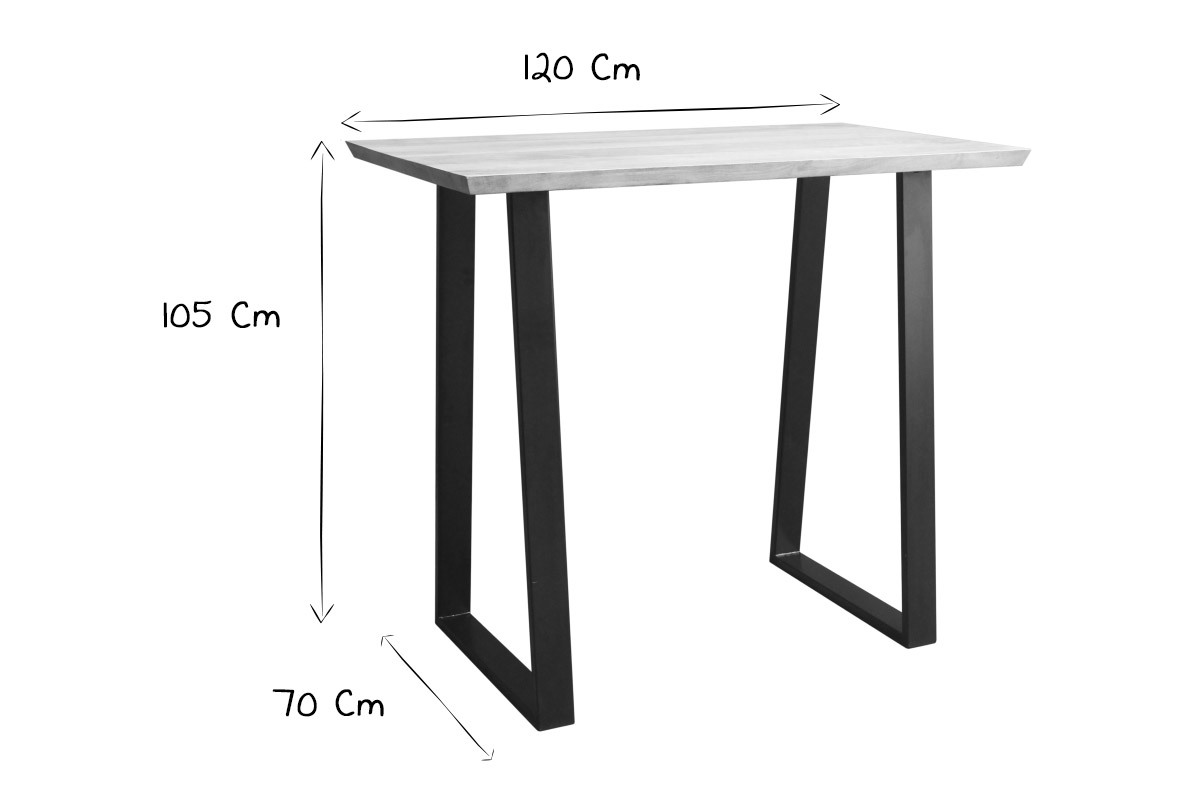 Mesa de bar en mango y metal negro L120 cm VIJAY