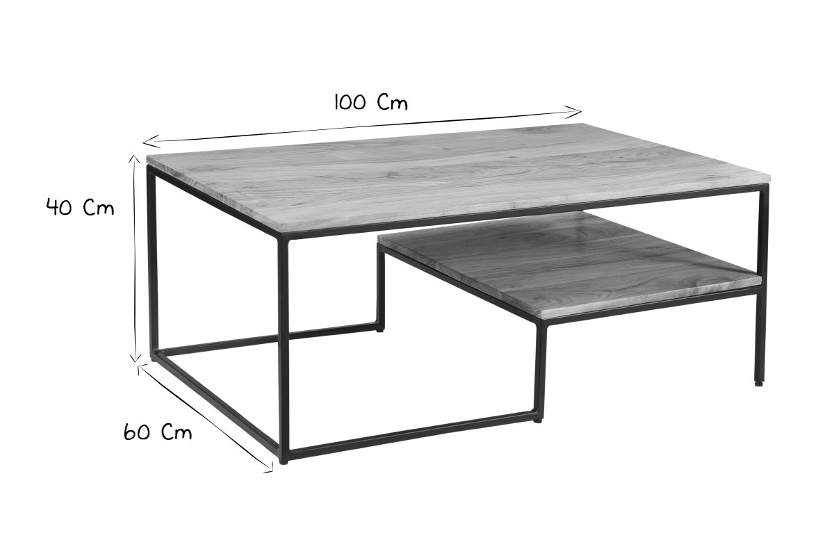 Mesa de centro acacia y metal YONA