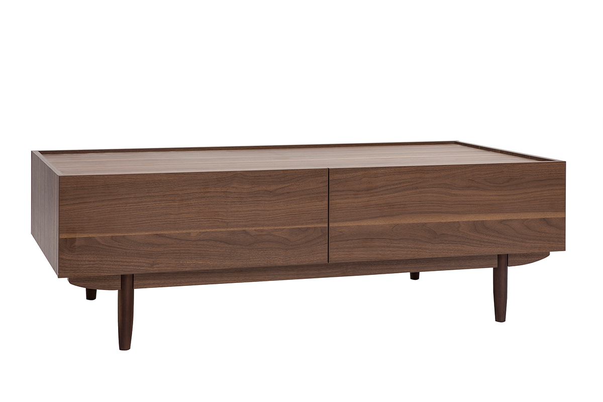 Mesa de centro con cajones de madera oscura 120 cm SANAA