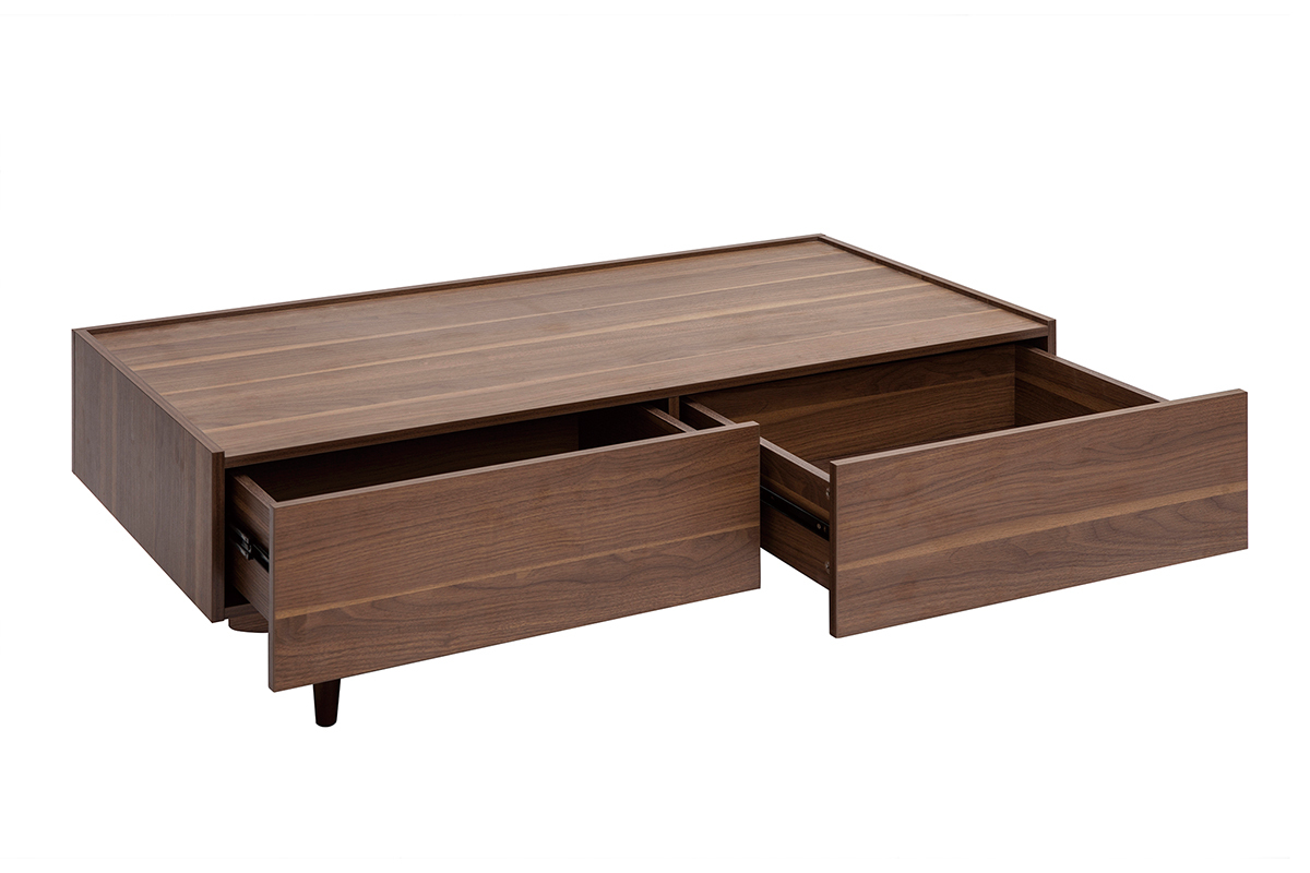 Mesa de centro con cajones de madera oscura 120 cm SANAA