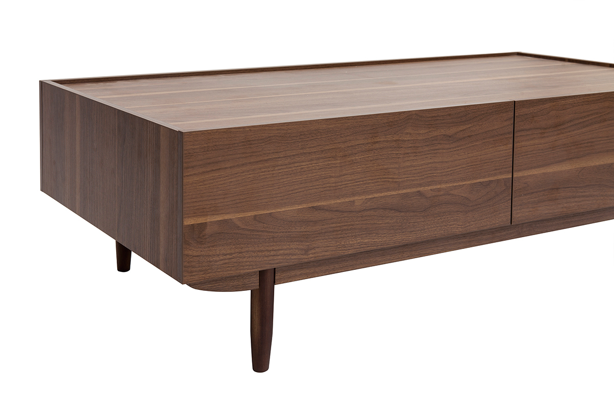 Mesa de centro con cajones de madera oscura 120 cm SANAA