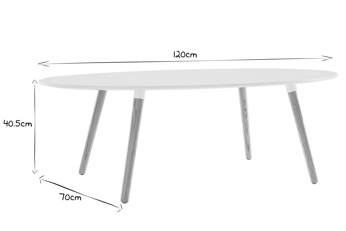 Mesa de centro de diseo natural y blanco GILDA