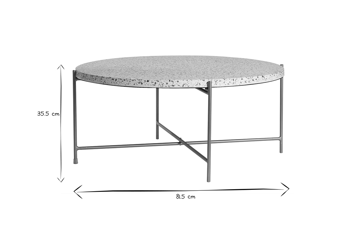 Mesa de centro de diseo redonda de terrazo y metal dorado 81 cm dim. MEZZO