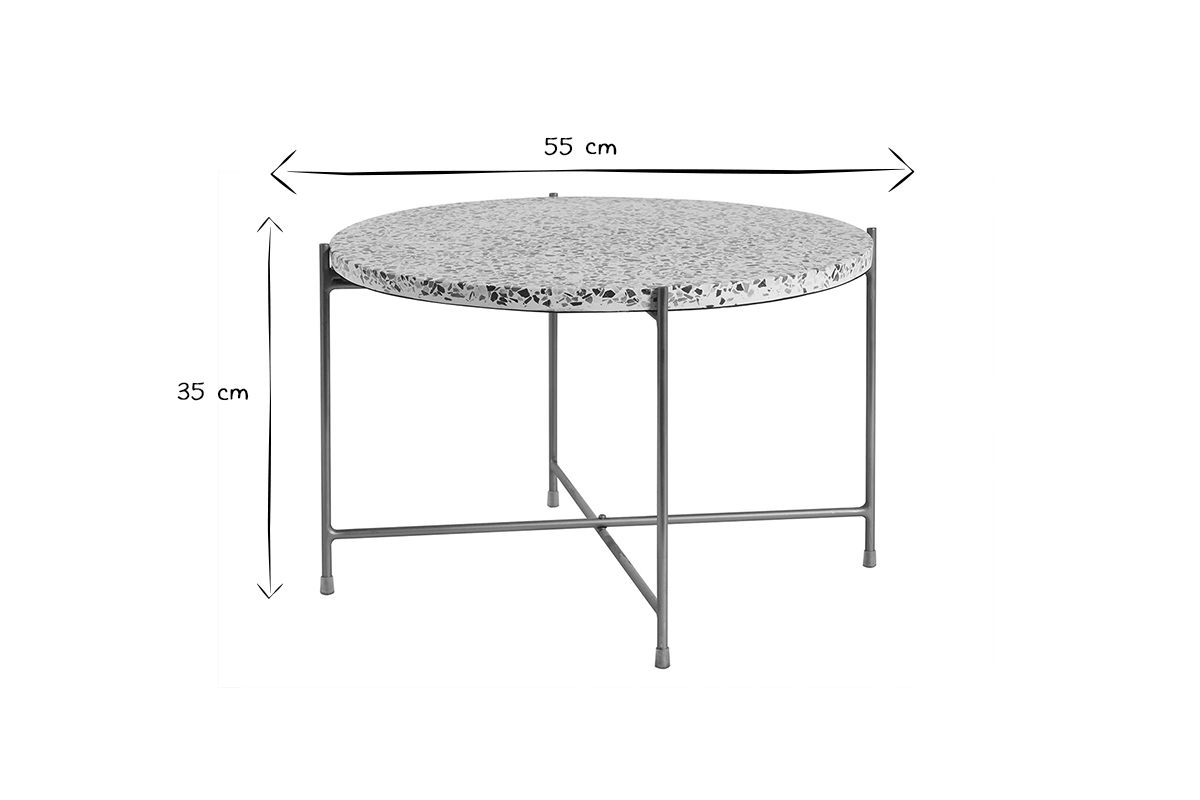 Mesa de centro de diseo redonda en terrazo y metal dorado 55cm dim. MEZZO