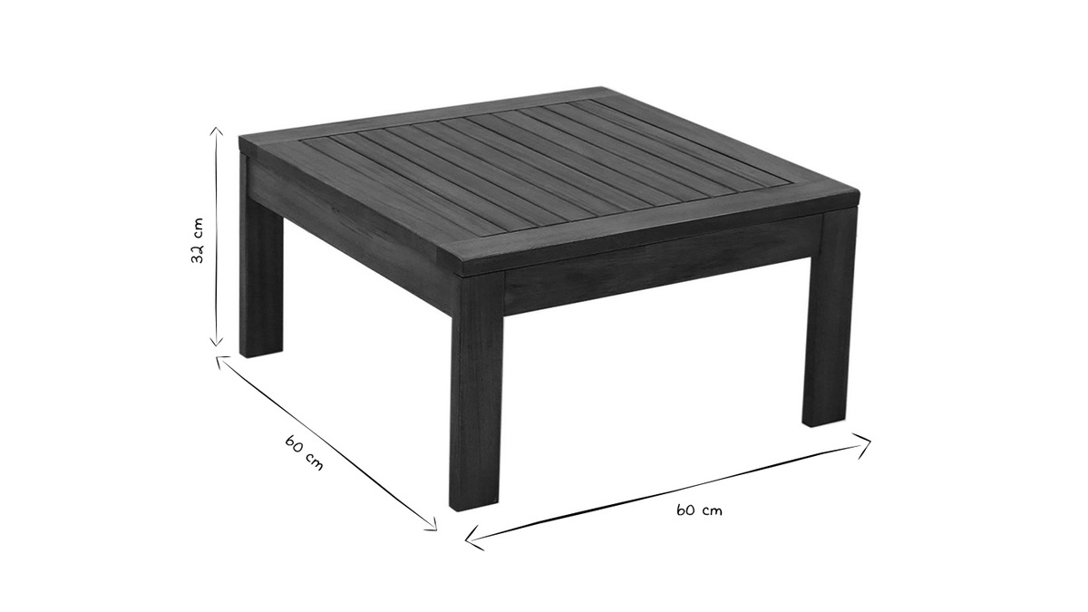 Mesa de centro de jardn cuadrada de madera maciza 60 cm SALVADOR