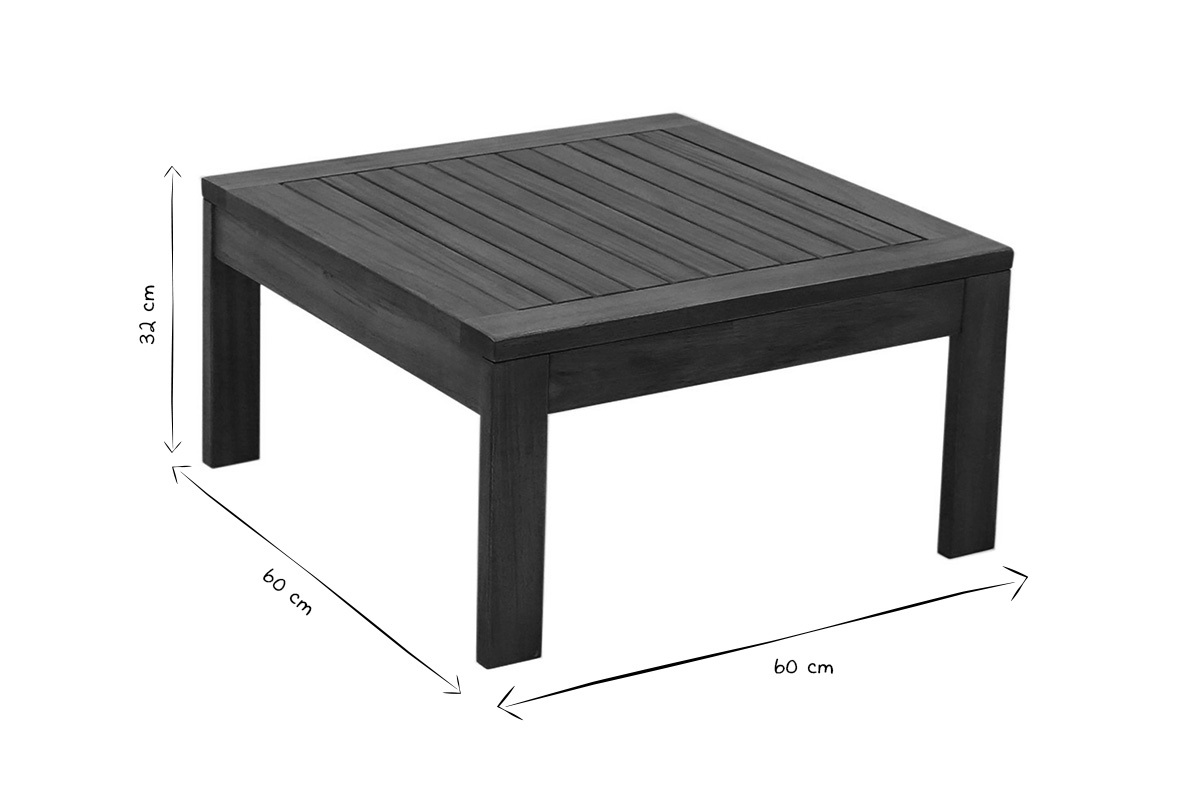 Mesa de centro de jardn cuadrada de madera maciza 60 cm SALVADOR