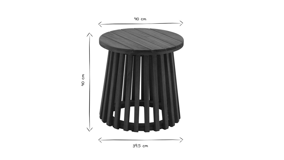 Mesa de centro de jardn redonda de madera maciza 40 cm - NASSAU