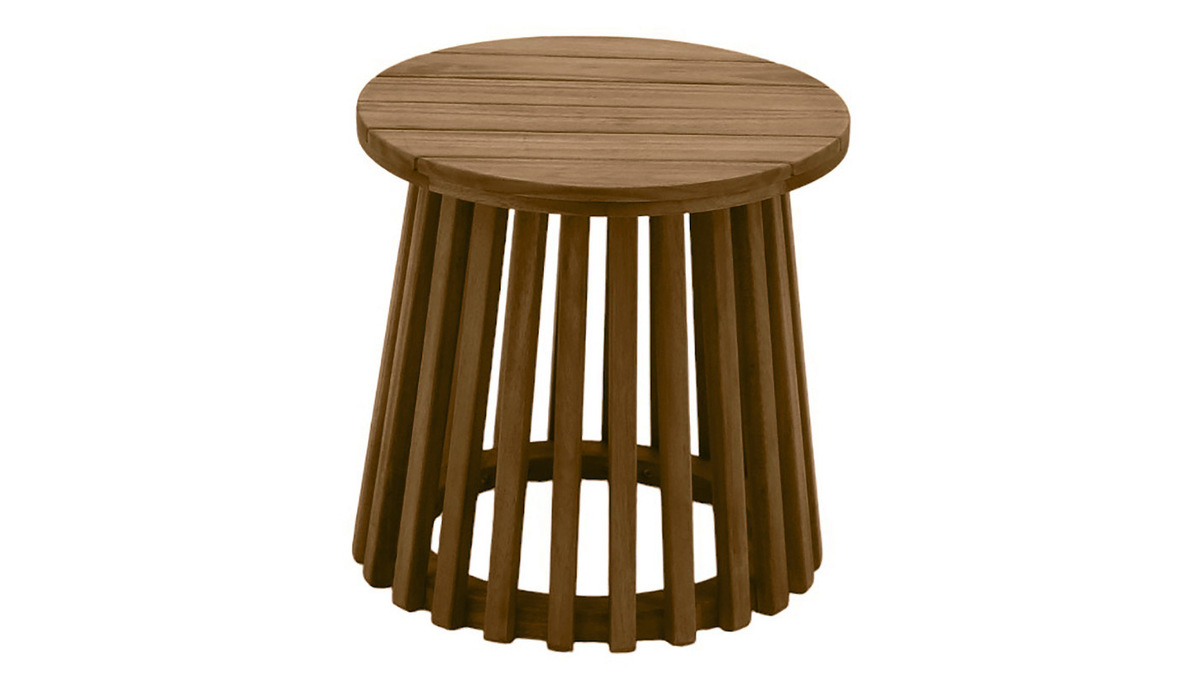 Mesa de centro de jardn redonda de madera maciza 40 cm - NASSAU