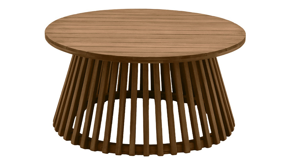 Mesa de centro de jardn redonda de madera maciza 80 cm - NASSAU