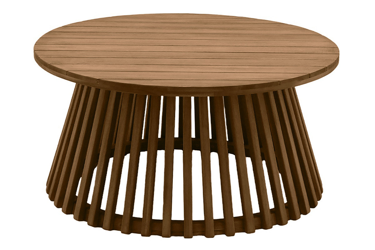 Mesa de centro de jardn redonda de madera maciza 80 cm - NASSAU