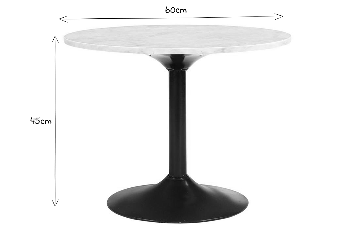 Mesa de centro de mrmol y metal negro 60cm COPEN