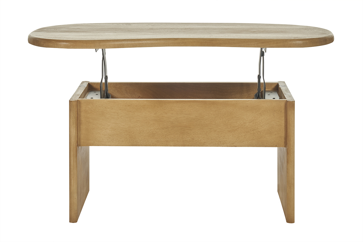 Mesa de centro elevable con almacenaje de madera maciza de mango 95 cm KOKOA