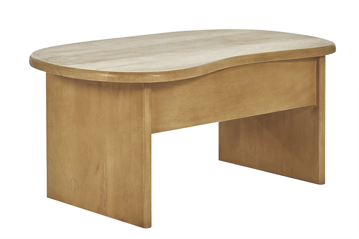 Mesa de centro elevable con almacenaje de madera maciza de mango 95 cm KOKOA