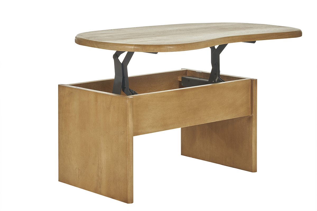 Mesa de centro elevable con almacenaje de madera maciza de mango 95 cm KOKOA