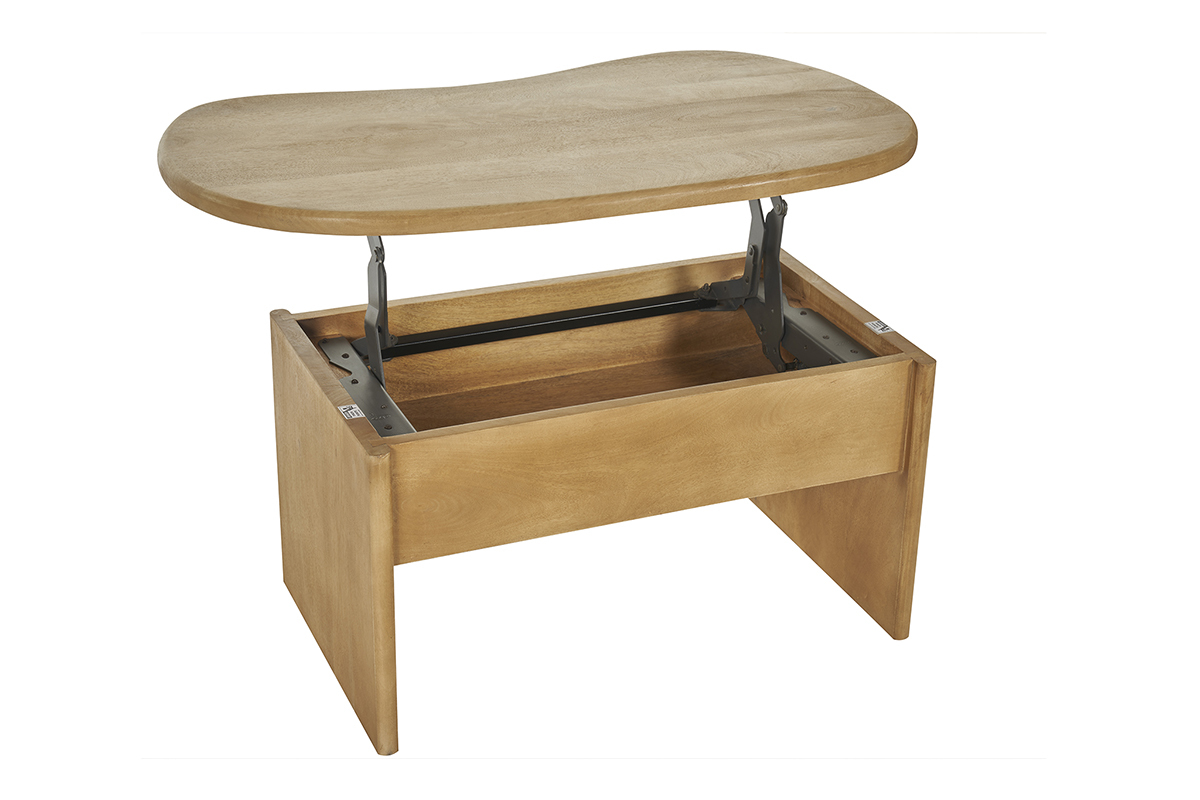 Mesa de centro elevable con almacenaje de madera maciza de mango 95 cm KOKOA